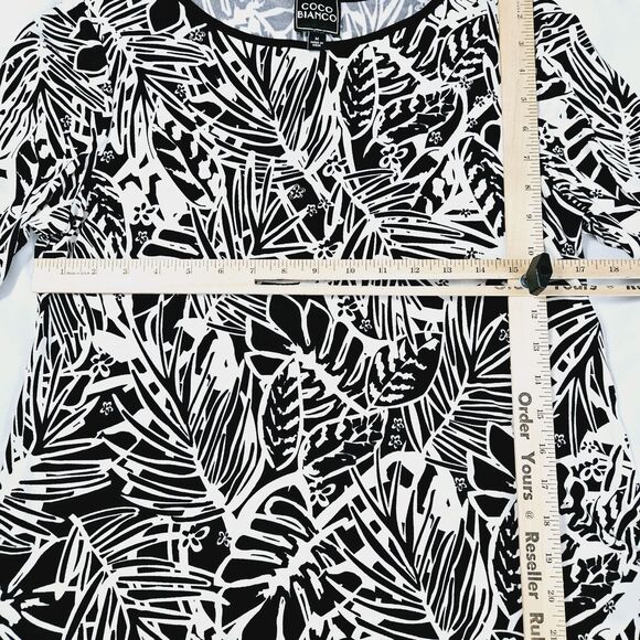 COCO Bianco Womens Blouse Multi-Color Size Medium Polyester Blend Flared Sleeve - Picture 3 of 12